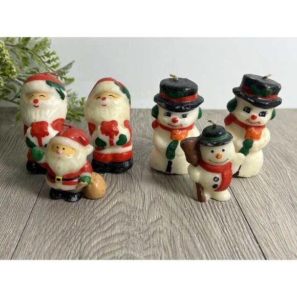 Vintage Russ Christmas Candle Figurines Santa Snowman Lot Of 6 Unused READ - Picture 1 of 15